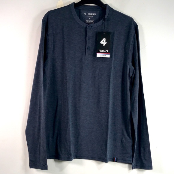FOURLAPS Long Sleeve Radius Henley Shirt Men's Size S - Navy Heather